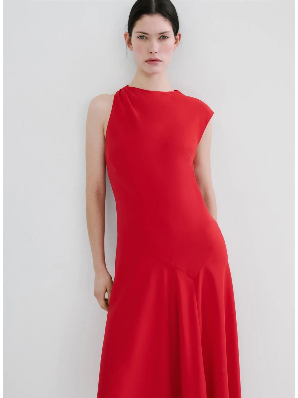NWT Mango Vestido Sleeveless Asymmetric Midi Red Dress Size M